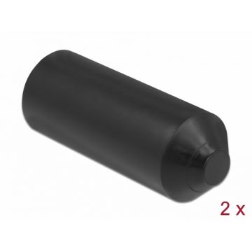 Set 2 buc capace termocontractabile pentru sigilarea cablurilor 90 x 30 mm Negru, Delock 19860