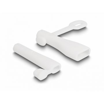 Set 2 buc protectie impotriva prafului pentru USB-A/Apple Lightning Alb, Delock 64204