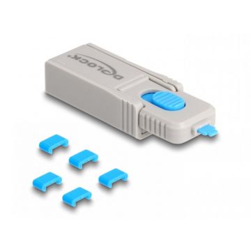 Set 5 buc Port blocker USB type C + cheie, Delock 20926