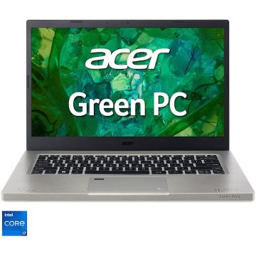 Acer Laptop Acer Aspire Vero, Procesor Intel® Core™ i7-1355U, Display 14, FHD IPS, RAM 16GB LPDDR4X, 512GB SSD, Placa video Intel® Iris® Xe Graphics, No OS, Cobblestone Gray