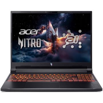 Acer Laptop Gaming Acer Nitro V16 AI, Procesor AMD Ryzen™ AI 7 350, Display 16 WUXGA IPS, 180Hz, RAM 16GB DDR5, 1TB SSD, Placa video NVIDIA® GeForce RTX™ 5060 8GB GDDR7, No OS, Obsidian Black