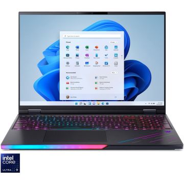 Acer Laptop Gaming Acer Predator Helios 16 AI OLED cu procesor Intel® Core™ Ultra 9 275HX pana la 5.4 GHz, 16, WQXGA OLED, 240Hz, 64GB DDR5, 1TB + 1TB SSD, NVIDIA® GeForce RTX™ 5090 24GB GDDR7, Windows 11 Pro, Negru