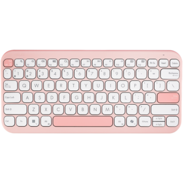 Asus Tastatura wireless ASUS Marshmallow KW100, Bluetooth 5.0, multi-device 3 dispozitive, Wireless, Bluetooth, Alb/Roz
