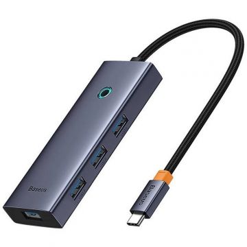 BASEUS Hub Baseus UltraJoy 6-in-1, USB-C la HDMI4K@60Hz, 4xUSB 3.0, 1xPD, 100W, Gri