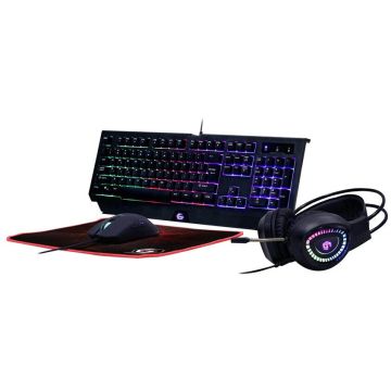 GEMBIRD Set gaming tastatura, mouse, casti si mousepad Gembird GGS-UMGL4-01-DE, cu cablu, iluminat RGB, RU layout