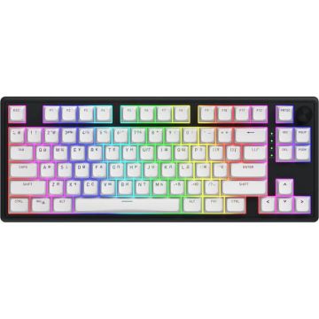 HATOR Tastatura Gaming Hator Skyfall Mag Ultra 8K, Wired, Wireless 2.4Ghz, Bluetooth, Aurum Ice Magnetic Switch, Negru/Alb