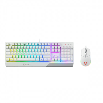 MSI Kit Tastatura si mouse MSI VIGOR GK30 COMBO, layout UK, USB, iluminare RGB, Alb