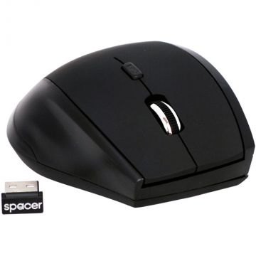 spacer MOUSE WIRELESS SPACER  2.4GHz, 6D, cauciucat, scroll metalic, black 'SPMO-291'