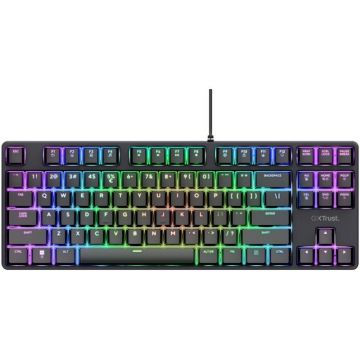 Trust Tastatura Gaming Trust GXT 864 Cada TKL, cu fir, iluminare RGB, Wired, USB, Negru