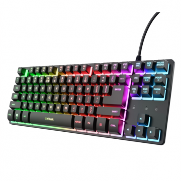Trust Tastatura Trust GXT 833 Thado TKL, iluminare RGB, cu fir, USB, Negru