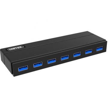 UNITEK Hub USB 3.0 Cu Alimentator, Unitek, Y-3184, 100x12x31 mm, 7xUSB 3.0, Negru