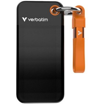 Verbatim SSD extern Verbatim Pocket 1TB, USB 3.2 Gen 2 Type-C, Negru/Orange