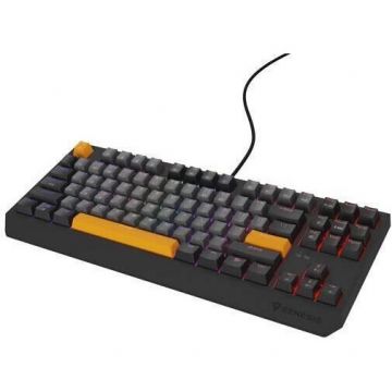 Genesis Tastatura gaming mecanica, Genesis Thor 230 TKL, cu fir, iluminare RGB, switch Outemu Red, Gri/Negru