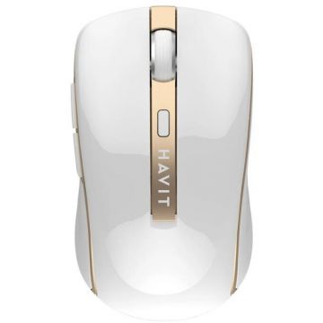 HAVIT Mouse HAVIT MS951GT, Wireless 2.4Ghz, USB, 1000-1600dpi, Alb-Auriu