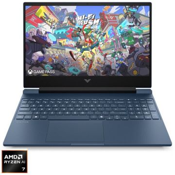 HP Laptop HP Victus 15-fb3031nn, AMD Ryzen™ AI 7 350, 15.6 inch, RAM 24 GB, SSD 1 TB, RTX 5060, No OS, Albastru