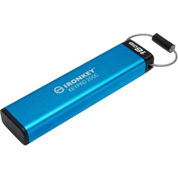 Kingston Stick memorie Kingston IronKey Keypad 200, 16 GB, USB-C 3.2 Gen 1, Albastru