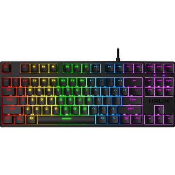 KRUX Tastatura gaming Krux Atax RGB Outemu Blue, Cu fir, Iluminare RGB, USB, Negru