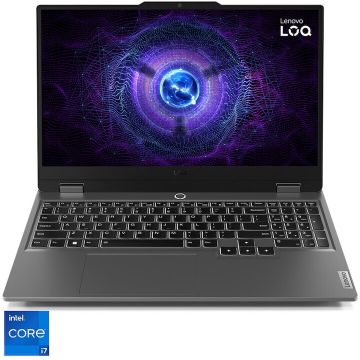 Lenovo Laptop Gaming Lenovo LOQ 15IRX9, Procesor Intel® Core i7-13650HX, Display 15.6 Full HD, IPS, 144Hz, 16GB DDR5 RAM, 512GB SSD, Placa video dedicata NVIDIA® GeForce RTX™ 3050 6GB GDDR6, No OS, Luna Grey
