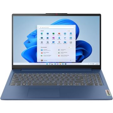 Lenovo Laptop Lenovo IdeaPad Slim 3 15AMN8, Procesor AMD Ryzen™ 5 7520U, Display 15.6 Full HD, 16GB LPDDR5 RAM, 512GB SSD, Placa video integrata AMD Radeon™ 610M Graphics, Windows® 11 Home, Abyss Blue