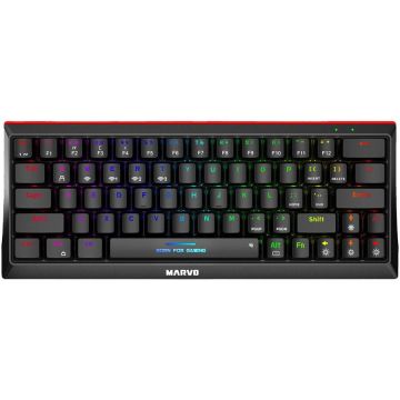 MARVO Tastatura Gaming Mecanica Marvo KG962W Rainbow Blue Switch, USB, iluminare Rainbow, Negru