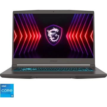MSI Laptop MSI Gaming 15.6'' Thin 15 B13UC, FHD 144Hz, Procesor Intel® Core i5-13420H,  16GB DDR4, 512GB SSD, GeForce RTX 3050 4GB, Free DOS, Gri inchis