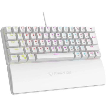 RAMPAGE Tastatura mecanica Rampage Plower K60 WHITE, comutator albastru RGB, Alb