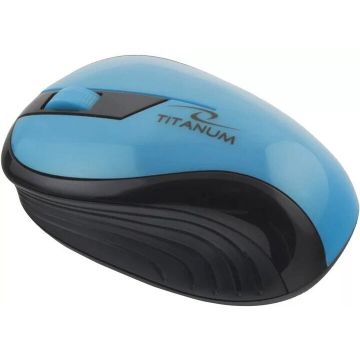 Titanum Mouse wireless Esperanza Titanum pentru dreptaci, RF, wireless, optic, 1000 DPI, Negru-Turcoaz