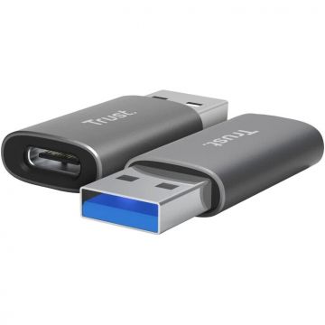 Trust Adaptor Trust Calyx, USB-A tata la USB-C mama, gri, 2 bucati