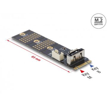 Adaptor M.2 Key B la SATA 7 pini vertical, Delock 64290