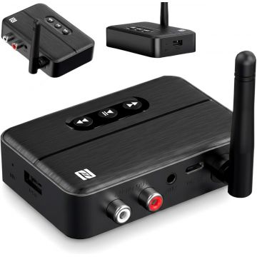 Adaptor RX Receptor Audio Bluetooth 5.4 Techstar® M60, Imperechere NFC, AUX + RCA, Redare USB, Type-C, Flash Drive, Microfon Integrat, HiFi, 10m