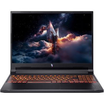 Laptop Acer Gaming 16'' Nitro V 16 AI ANV16-42, WUXGA IPS 180Hz, Procesor AMD Ryzen™ 5 240 (16M Cache, up to 5.0 GHz), 16GB DDR5, 1TB SSD, GeForce RTX 5050 8GB, No OS, Shale Black
