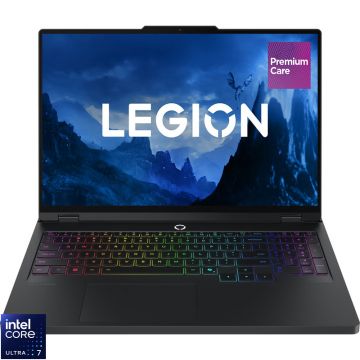 Laptop Lenovo Gaming 16'' Legion Pro 5 16IAX10, WQXGA OLED 165Hz G-Sync, Procesor Intel® Core™ Ultra 7 255HX (30M Cache, up to 5.20 GHz), 32GB DDR5 CSODIMM, 1TB SSD, GeForce RTX 5060 8GB, No OS, Eclipse Black, 3Yr Onsite Premium Care