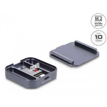 Rack extern magnetic USB Type C 10Gbps la M.2 NVMe/SATA SSD, Delock 42032