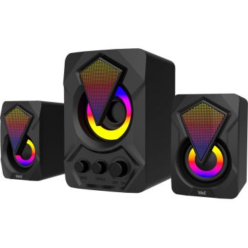 sistem de boxe well 2.1 rv03, usb, 33w, lumina rgb
