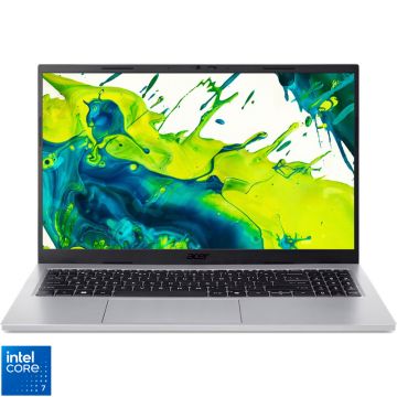 Laptop Acer 15.6'' Aspire Go 15 AG15-72P, FHD IPS, Procesor Intel® Core™ 7 150U (12M Cache, up to 5.40 GHz), 16GB DDR4, 1TB SSD, Intel Graphics, No OS, Pure Silver