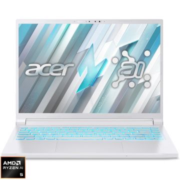 Laptop Acer Gaming 14.5'' Nitro V14 ANV14-62, WUXGA IPS 120Hz, Procesor AMD Ryzen™ AI 5 340 (16M Cache, up to 4.8 GHz), 16GB DDR5, 512GB SSD, GeForce RTX 5050 8GB, No OS, Pearl White