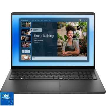 Laptop DELL 16'' DC16250, FHD+, Procesor Intel® Core™ 7 150U (12M Cache, up to 5.40 GHz), 16GB DDR5, 1TB SSD, Intel Graphics, Linux, Carbon Black, 3Yr ProSupport