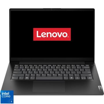 Laptop Lenovo 14'' V14 G5 IRL, FHD IPS, Procesor Intel® Core™ 5 210H (12M Cache, up to 4.80 GHz), 16GB DDR5, 512GB SSD, Intel Graphics, No OS, Business Black