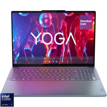 Laptop Lenovo 16'' Yoga Pro 9 16IAH10, 2.8K OLED 120Hz, Procesor Intel® Core™ Ultra 7 255H (24M Cache, up to 5.10 GHz), 32GB LPDDR5X, 1TB SSD, GeForce RTX 5050 8GB, Win 11 Home, Tidal Teal, 3Yr Onsite Premium Care