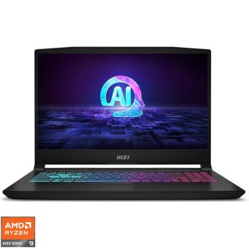 Laptop MSI Gaming 15.6'' Katana A15 AI B8VE, FHD 144Hz, Procesor AMD Ryzen™ 9 8945HS (16M Cache, up to 5.2 GHz), 16GB DDR5, 512GB SSD, GeForce RTX 4050 6GB, Free DOS, Black