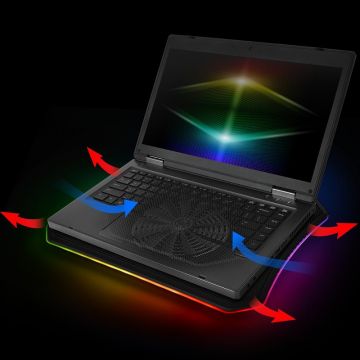 Stand/Cooler notebook Thermaltake Massive 20 RGB, 256-color LED, ventilator 200 mm, pentru laptopuri pana la 19 inch