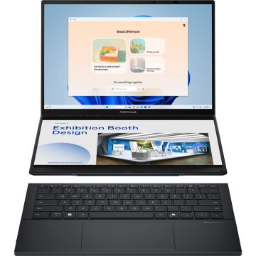 Asus Laptop ASUS Zenbook DUO, Intel Core Ultra 9 285H, 14 inch, RAM 32 GB, SSD 2 TB, Intel Arc 140T, Windows 11 Home, Gri