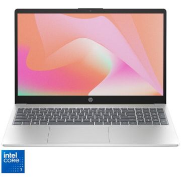 HP Laptop HP 15-fd0107nq, procesor Intel® Core™ 7 150U pana la 5.4 GHz, 15.6 inch, Full HD, 16GB DDR5, 512 GB SSD, Intel® Graphics, NO OS, Argintiu