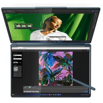 Lenovo Laptop 2 in 1 Lenovo Yoga Book 9 14IAH10, Intel Core Ultra 7 255H, 14 inch 2.8K Touch, 32GB RAM, 1TB SSD, Windows 11 Pro, Albastru