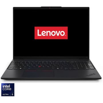 Lenovo Laptop Lenovo ThinkPad L16 Gen 1, procesor Intel Core™ Ultra 5 125U pana la 4.3GHz, 16 inch, WUXGA, IPS, 16GB DDR5 RAM, 512GB SSD, Intel® Graphics, No OS, Negru