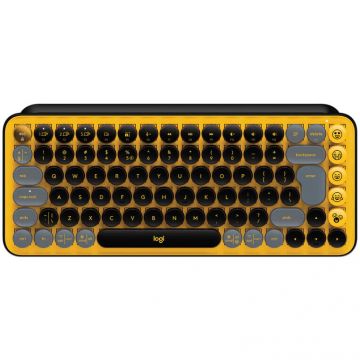 Logitech Tastatura mecanica Logitech Pop Keys Blast, Brown switch, Galben/Negru