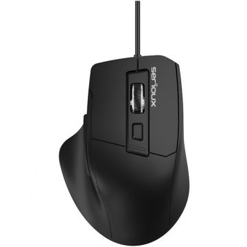Serioux Mouse optic cu fir Serioux SRXM-OPM168, USB, 6 butoane, DPI 3600 DPI, design ERGO, Cablu 1.5 m, Negru