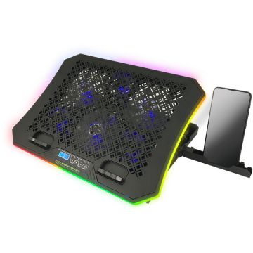 Stand Cooler Laptop Gaming Galerne EGC109 Iluminare RGB Stand Telefon Negru