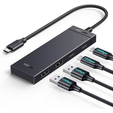 Ugreen HUB USB extern Ugreen, CM806, USB Type-C 3.2 x 4, lungime 0.5 m, negru