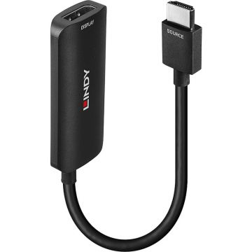 Adaptor LINDY 1x HDMI 2.1 Male - 1x DisplayPort 1.4 Female, 1x Micro USB Female, 0.157m, negru